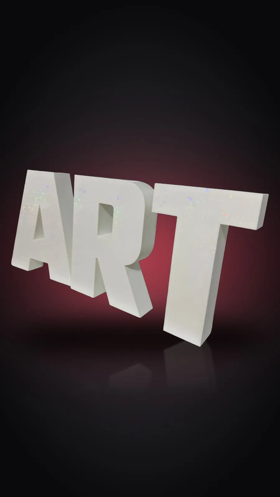 Litere volumetrice ART albe cu sclipici holografic